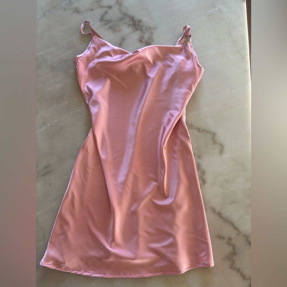 Pink Satin Slip Dress